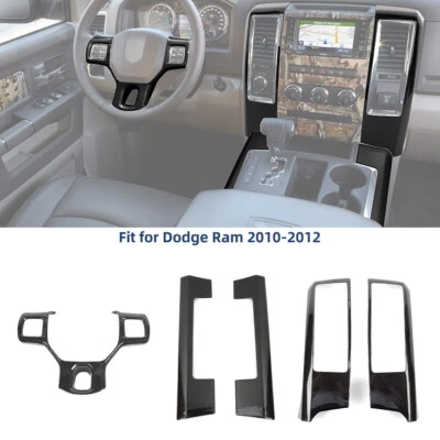 5x Full Set Interior Decor Cover Trim For Dodge Ram 1500 2010-2012 Carbon Fiber Foto 1 de 4