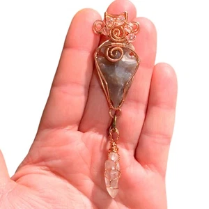 Jasper Arrowhead Jewelry Quartz Copper Birthday Gift For Her Wire Wrap Pendant - Picture 1 of 10
