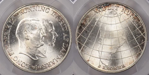 Denmark 1953 NS 2 Kroner PCGS MS 64 Greenland PC1368 combine shipping Cover