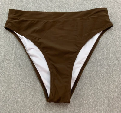 Bikini Tankini de cintura alta sedoso pantalones de baño para mujer talla L marrón chocolate Foto 1 de 4