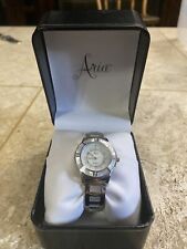 NWT Aria Sterling 925 Cuff Bracelet Watch Mother-of-Pearl Needs Battery #1469
