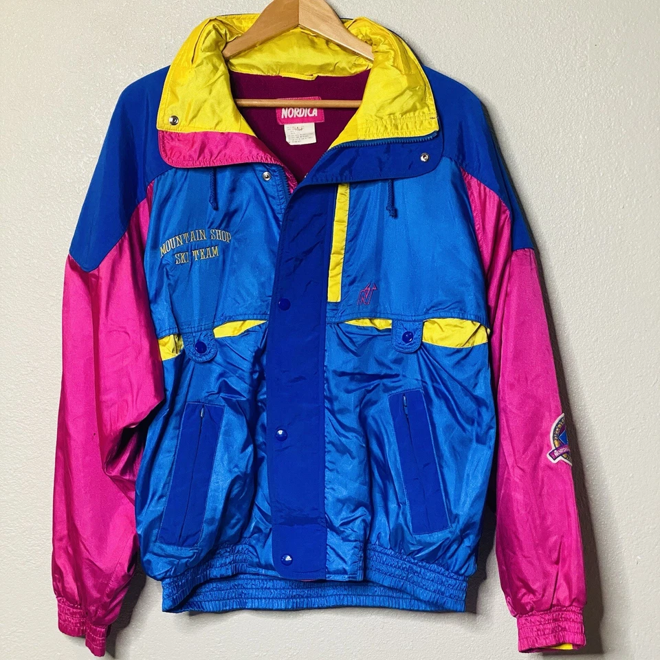 Chaqueta de Esquí Nórdica Abrigo de Neón Retro PERSONALIZADO Bordado TIENDA DE MONTAÑA EQUIPO DE ESQUÍ Foto 1 de 4