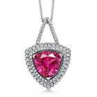 925 Sterling Silver Created Ruby Pendant Necklace For Women (9.25 Cttw,