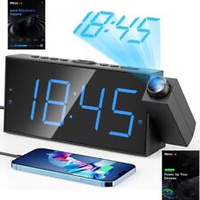 Digital Projection Alarm Clocks Large LED Display 180° Rotatable 5-Level Dimmer 