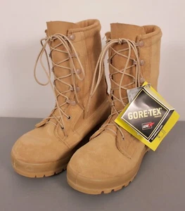 Men's NOS US Army Desert Boots 5 W Beige Suede Combat Boots Belleville Goretex - Picture 1 of 20