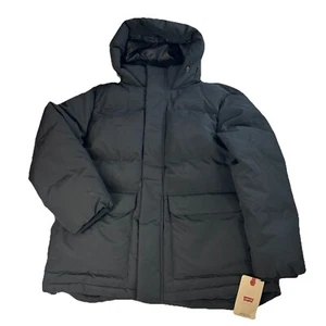Levi's Uomo Workwear Parka con Cappuccio Giacca Puffer Uomo XL Nero Full Zip con Cappuccio - Foto 1 di 10