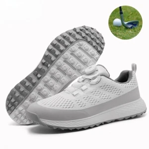 Breathable Golf Shoes Men's Mesh Professional Anti-slip Studs Golfer Train Shoes - Picture 1 of 19