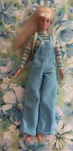 1997 Vtg Mattel Cool Blue Barbie Doll Overalls Blonde Articulated - Picture 1 of 4