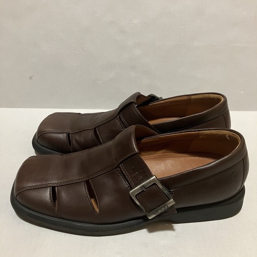 Sandali da pescatore ECCO uomo in pelle marrone scarpe casual taglia 10 5 eleganti