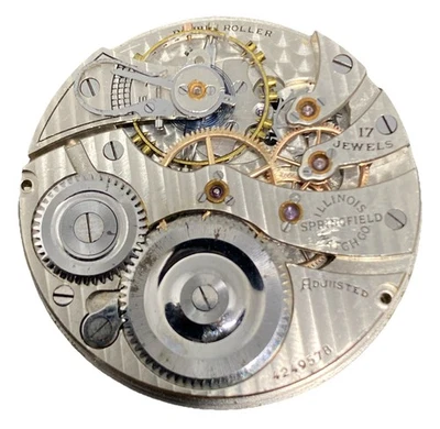 Reloj Bolsillo Illinois Grado 305 Movimiento Talla 16s 17j DE Buen Balance F8593 Foto 1 de 4