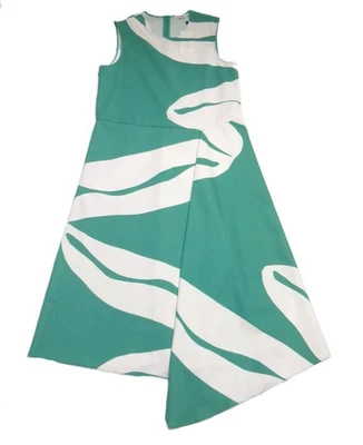 NWT marimekko Aada Laakeri In Green White Bay Leaf Dress Cotton Dress 42 - Image 1 of 4
