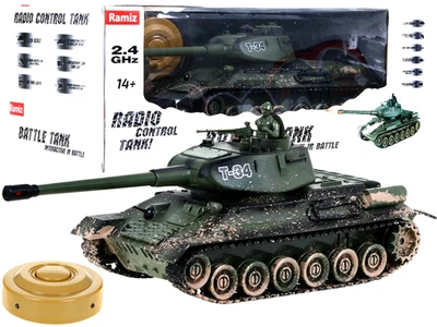 Ferngesteuerter Panzer T34 Kinder R/C Spielzeug Drehbarem Turm Kampfpanzer Akku - Bild 1 von 4