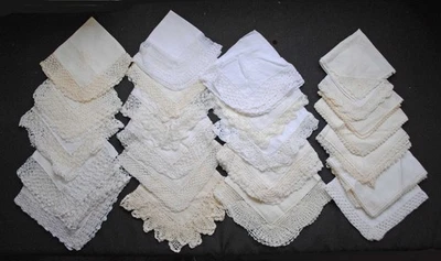 PAÑUELOS VINTAGE BORDE GANCHILLO ANCHO, LOTE DE 25 Foto 1 de 4