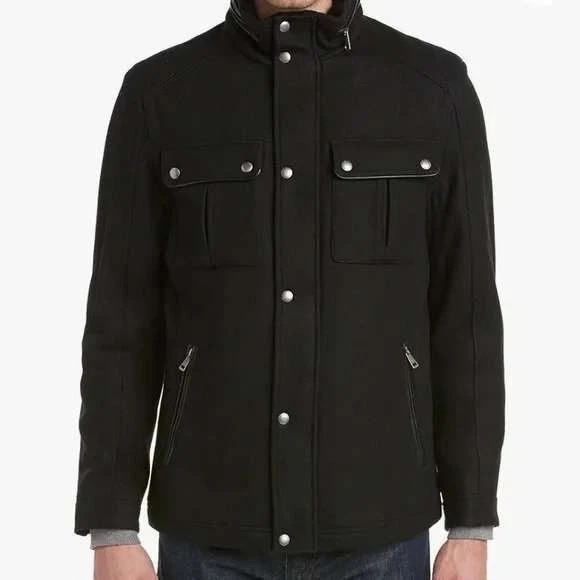 Мужская военная куртка Cole Haan Milton Цвет черный Шерстяная смесь Размер XL - Изображение 1 из 4