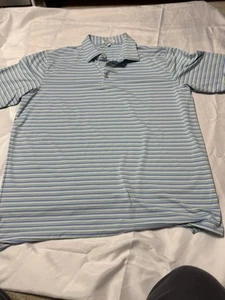 Peter Millar Summer Comfort Striped Mens Golf Polo Shirt XL - Picture 1 of 6