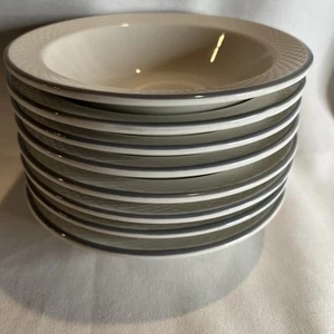 Menge 8 kleine Schüsseln Brot Salat Dessert grau silber Streifen Jackson Custom China - Bild 1 von 20