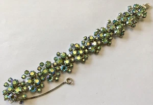 VINTAGE WEISS SIGNED BOREALIS RHINESTONE BRACELET G17 - Picture 1 of 2