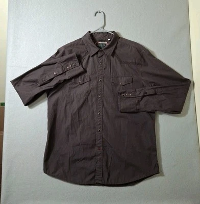 Guess Pearl Snap Shirt Mens XL Western Brown Embroidered Cowboy Rodeo - Image 1 of 4