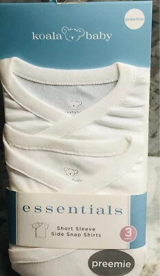 Ship N 24 Hours. New-Koala Baby Preemie Long Sleeve Side Snap Shirts. 3 Pack.  - Image 1 of 4