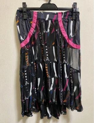 TSUMORI CHISATO 真丝印花半身裙 靴子 图案 尺寸 M — 第 1/4 张图片