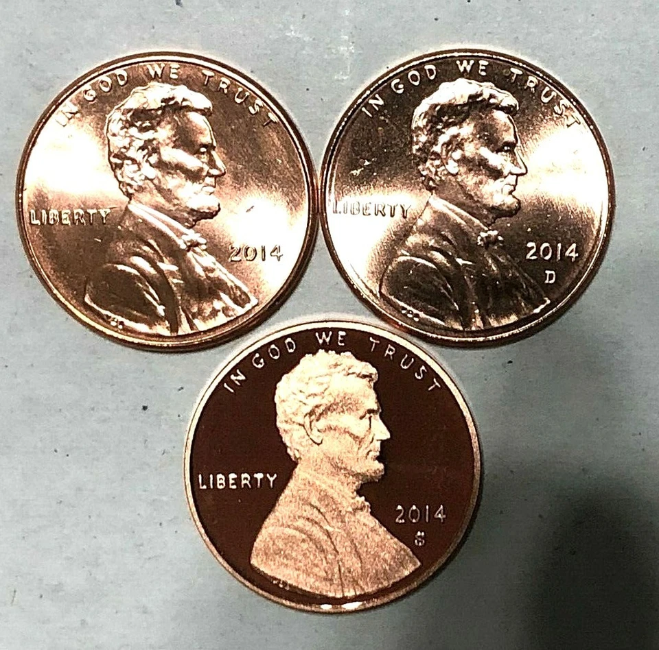 2014 P D S Lincoln Cent  Set 2 Uncirculated Coin's + 1 Proof Coin - Image 1 of 1