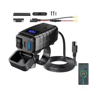 12V Motorcycle USB Charger QC3.0 Type C Phone Fast Charging Voltmeter Waterproof - Picture 1 of 12