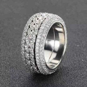 3Ct Round Cut Lab Created Diamond Men's Engagement Ring 14K White Gold Plated - Picture 1 of 2