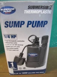 BOMBA SUPERIOR 92250 1/4 HP SUMERGIBLE TERMOPLÁSTICO OBSTRUCCIÓN BOMBA DE SUMIDERO RESISTENTE - Imagen 1 de 4