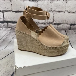 Chloe Sandals Womens Sz 11 B D'orsay Suede Reef Shell Espadrille Platform Shoes - Picture 1 of 12