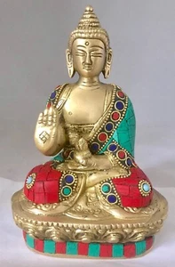 Bouddha Pierre Travail Médicament Grand Budha Laiton 17.8cm Lourd Méditation - Picture 1 of 6