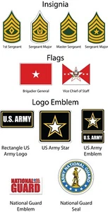 US Army Rank Insignia Flag Logo Emblem National Guard Vinyl Sticker - Picture 1 of 13