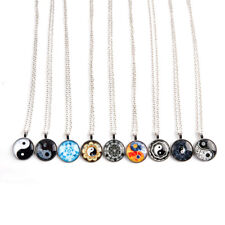 Tai Chi Yin Yang Pendant Necklace Chinese Taoism Logo Glass Gemstone Neckl Q❤ PV