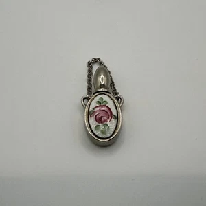 VINTAGE ENAMEL ROSE PERFUME DECANTER HOLDER DUABER CHARM Rare Costume, Jewelry - Picture 1 of 3