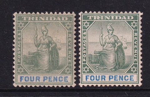 TRINIDAD EDVII SG130-130a, 4d green & blue - mounted mint Cover