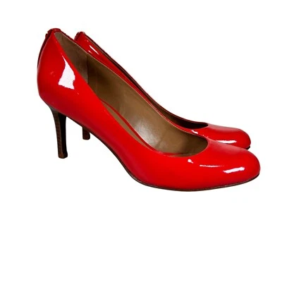 Tory Burch Womens Red 6.5M Pointed Toe Patent Leather Wooden Stiletto Pump Heels - Image 1 of 4