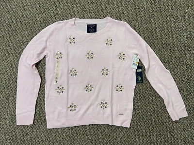 Suéter US Polo Assn Mujer Estrás Copo de Nieve Rosa Pequeño Foto 1 de 4