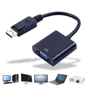 Câble convertisseur adaptateur port d'affichage DP mâle vers VGA femelle fil 1080P FHD noir - Photo 1/5
