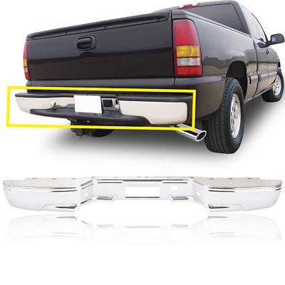 Rear Step Bumper For 99-07 Chevy Silverado GMC Sierra 1500 LS LT SS WT SL Chrome - Image 1 of 4