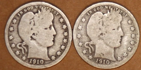 (2) Barber Quarters - Good - 1910 1910D - #8882T - FREE SHIPPING Cover