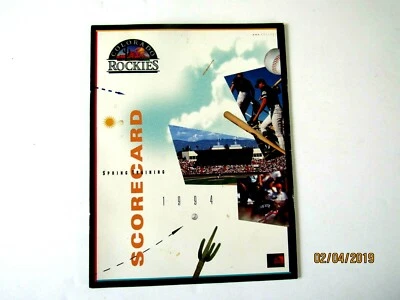 Colorado Rockies spring training Scorecard 1994, 4 pgs. w/Roster and box score - Image 1 of 3
