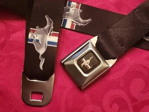 USA FORD Racing MUSTANG Pony Horsepower Seatbelt Style Buckle Down Unisex Belt - Picture 1 of 9