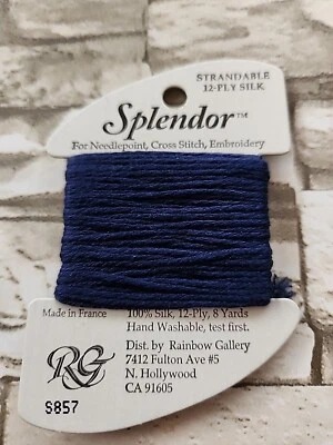 Rainbow Gallery Splendor Navy Blue 857  100% Silk 8 Yards Needlework - Image 1 of 2