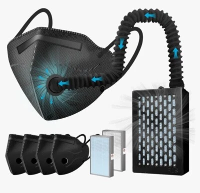 Máscaras purificadoras de aire eléctricas portátiles, suministro de aire, respiración más fácil, filtro HEPA Foto 1 de 4