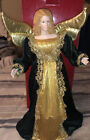 Christmas Angel Tree Topper Vintage 15 In Tall Cone 8 In Wide Green Gold Dress