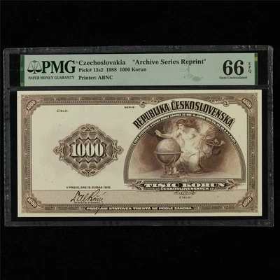 1988 Czechoslovakia "Archive Series Reprint" 1000 Korun Pick#13s2 PMG 66 EPQ UNC - Image 1 of 4