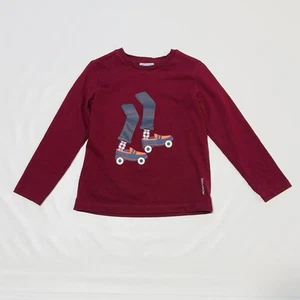 Jacadi Paris Girls Red Long Sleeve Shirt Girl Rolling Skates Sz 6A/Y  Cotton - Picture 1 of 9