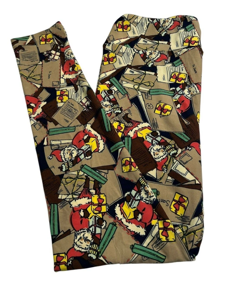 LuLaRoe Leggings TC Alto Curvilíneo Navidad Papá Noel Vacaciones San Nick Presente Correo Diversión Foto 1 de 4