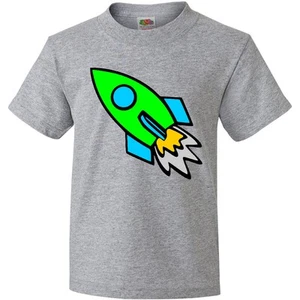 Inktastic Cute Green Rocket Youth T-Shirt Boodlebug Graphics Stars Star Gazer - Picture 1 of 8