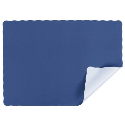 Navy Blue Colored Paper Placemat with Scalloped Edge - 1000/Case Size: 10" x 14" - Image 1 of 4
