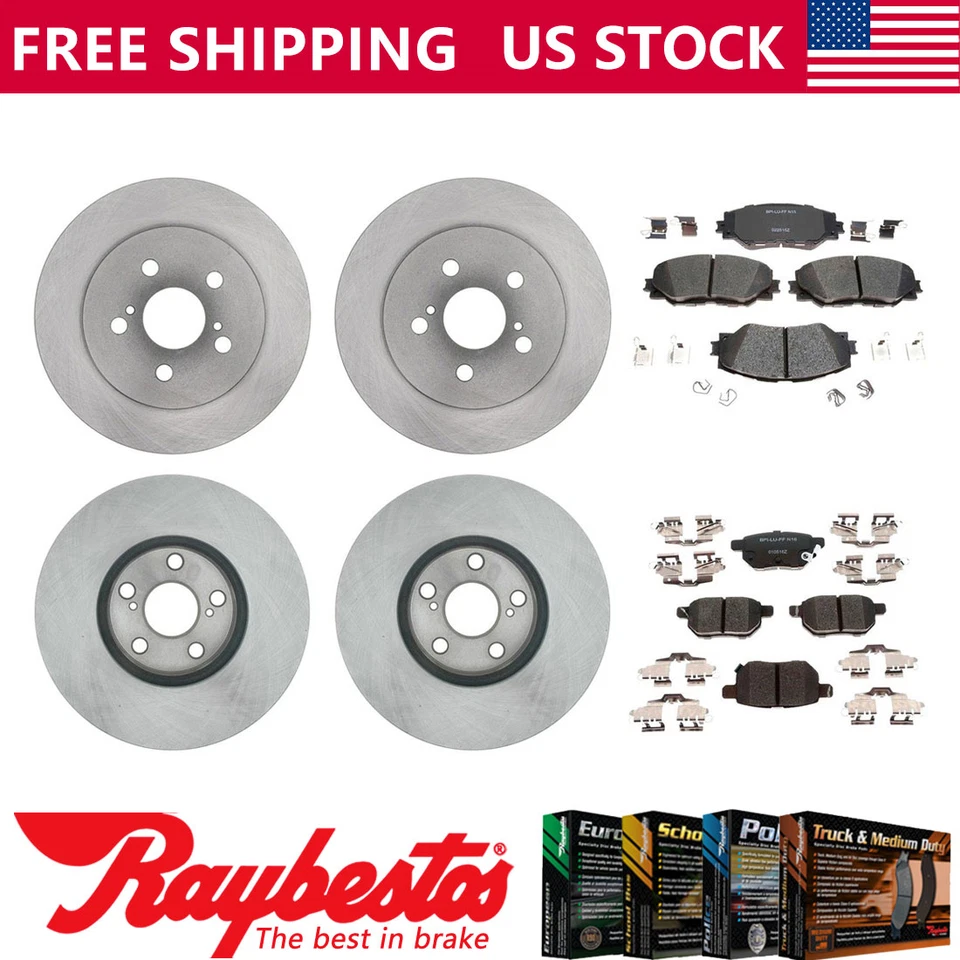 Rotores de freio dianteiros traseiros e pastilhas de freio de cerâmica para Toyota Corolla 2013 - Raybestos - Imagem 1 de 4